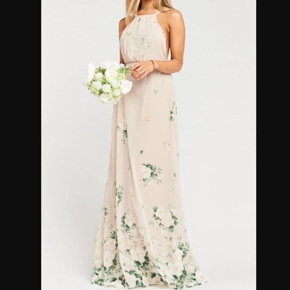 Show Me Your MuMu Beige Floral Halter Maxi Dress